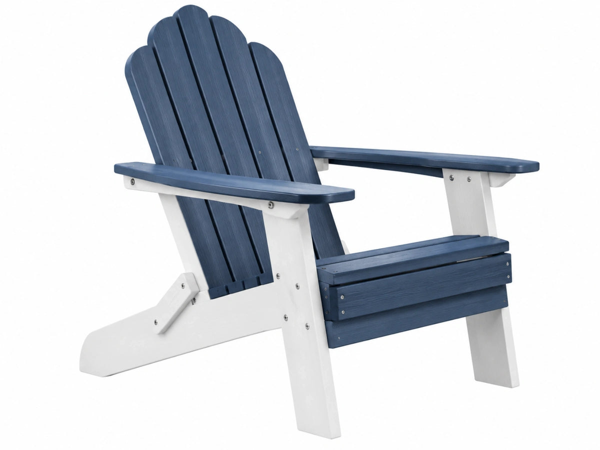 Adirondackstuhl 84 x 79 x 94 cm aus Holz Blau Weiß für Garten mit breiten Armlehnen