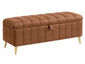 Sitzbank 120 x 45 x 45 cm braunes Kunstleder mit Stauraum gepolstert