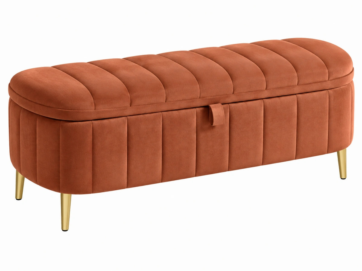 Sitzbank mit Stauraum 120 x 45 x 48 cm Samt Terrakotta für Flur gepolstert