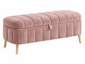 Sitzbank mit Stauraum 100 cm Samt Rosa - gepolstert mit Klappdeckel
