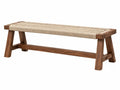 Sitzbank 120 x 40 x 45 cm aus Holz in Braun Beige mit geflochtener Sitzfläche