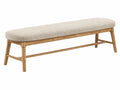 Sitzbank 140 x 40 x 45 cm aus Holz mit beigem Stoffbezug im modernen Landhausstil