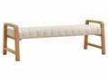 Sitzbank 120 x 40 x 48 cm Holz Beige gepolstert im modernen Stil