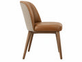 Esszimmerstuhl 50 x 61 x 84 cm Kunstleder Strukturstoff Braun Beige mit Holzbeinen